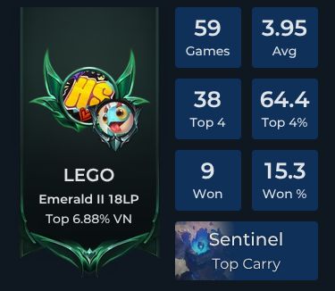 LEGO Player Stats and Match History for TFT