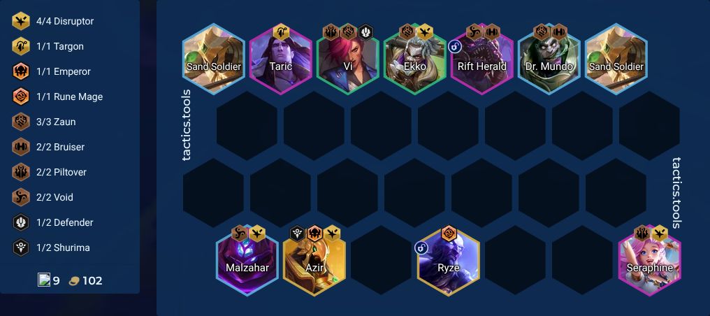 4 Disruptor, 3 Zaun, 2 Bruiser, 2 Piltover, 2 Void, 1 Targon - TFT Team ...
